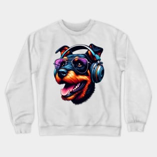 Jagdterrier Smiling DJ in Lively Japanese Art Crewneck Sweatshirt